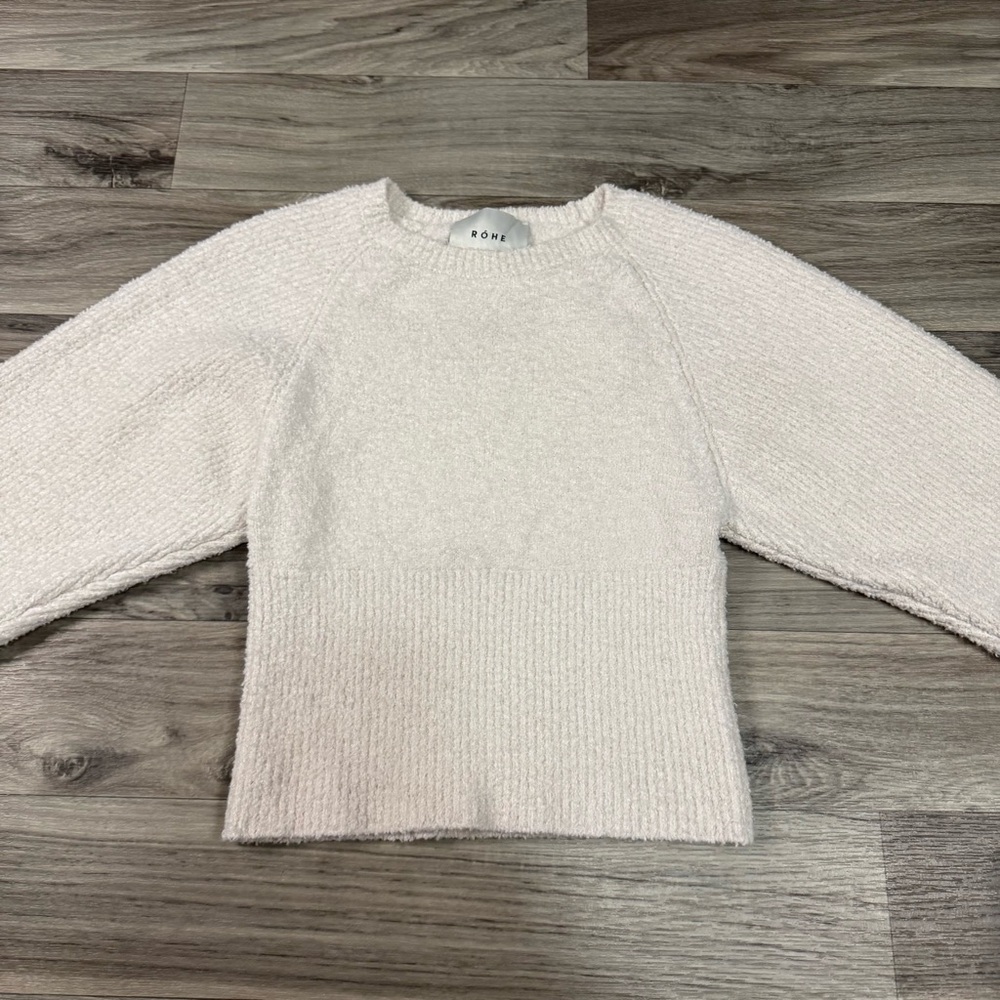 ROHE Arzi Organic Cotton-Blend Knit Sweater in Off White Size 36 US 4 - Picture 2 of 12